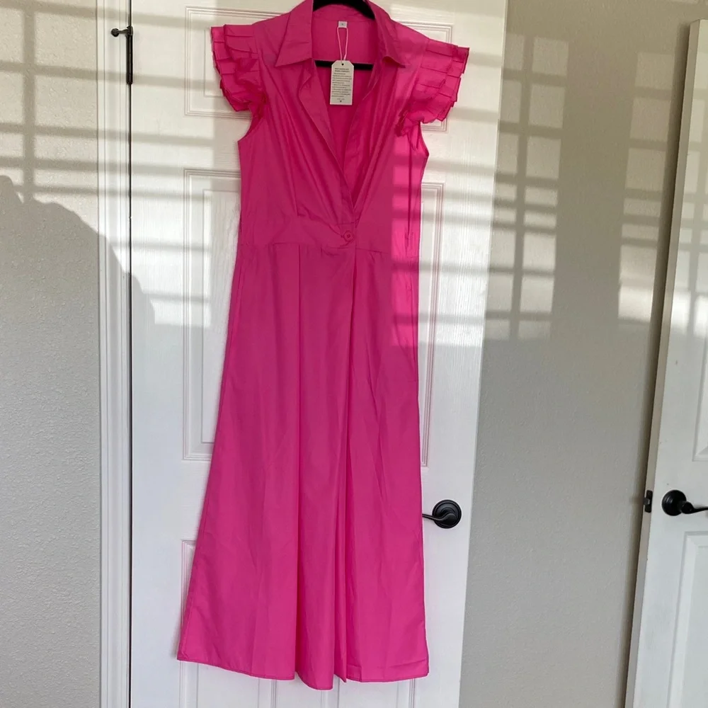 Pink Ruffled Sleeve Dress - Picture 3 of 3